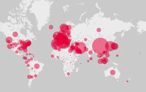 COVID-19 spread visaulized on world map